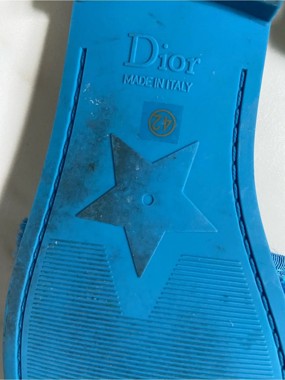 Dior Blue Slide Sandals with CHRISTIAN DIOR Strap